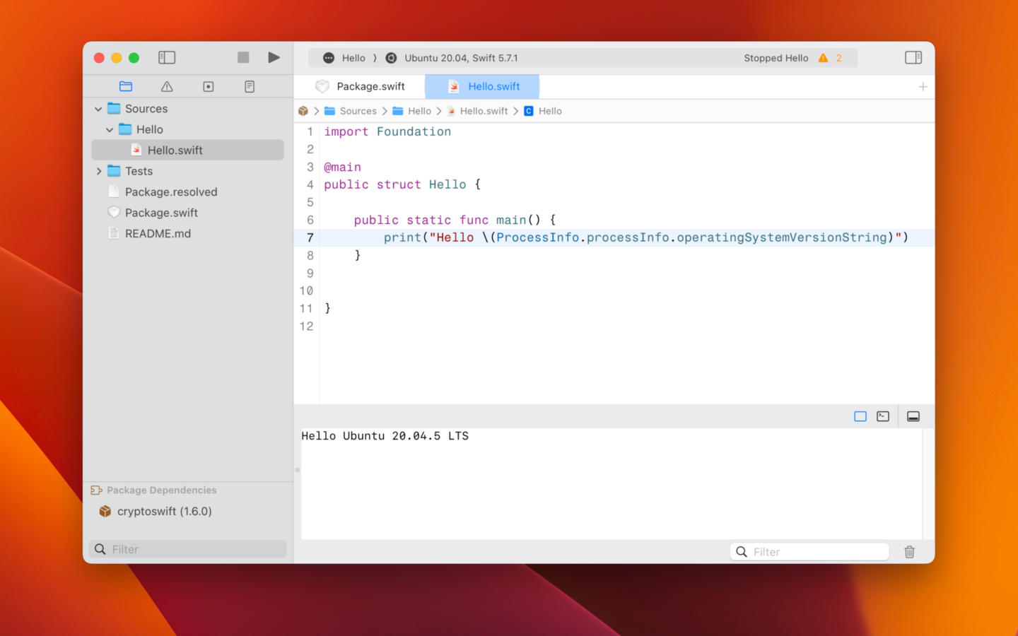Swift Studio IDE running on MacBook - Native macOS development environment for Swift on Server